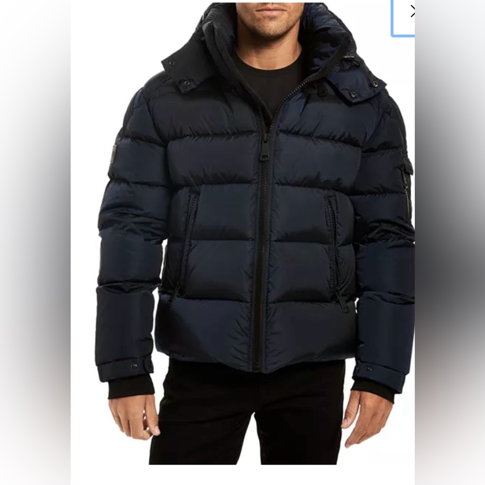 SAM. Glacier Quilted Down Coat, Navy, XL